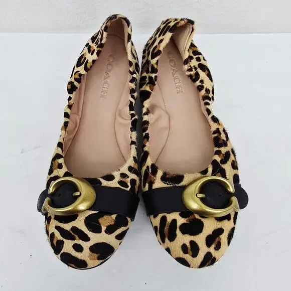 Coach Stanton Cheetah Calf Fur Flats 7.5 - Picture 2 of 8